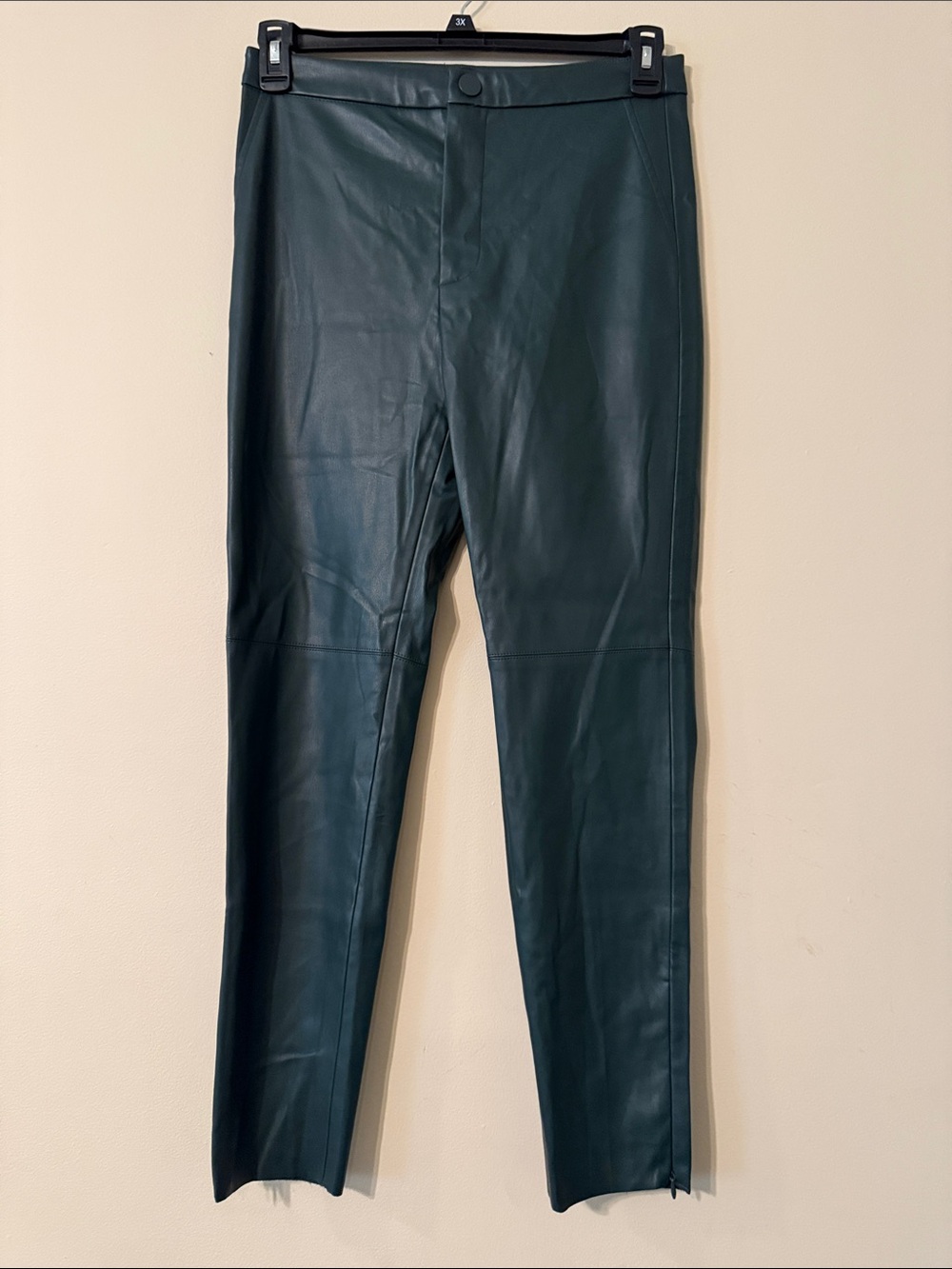 Zara Forest Green Faux Leather Slim Leg Pants
